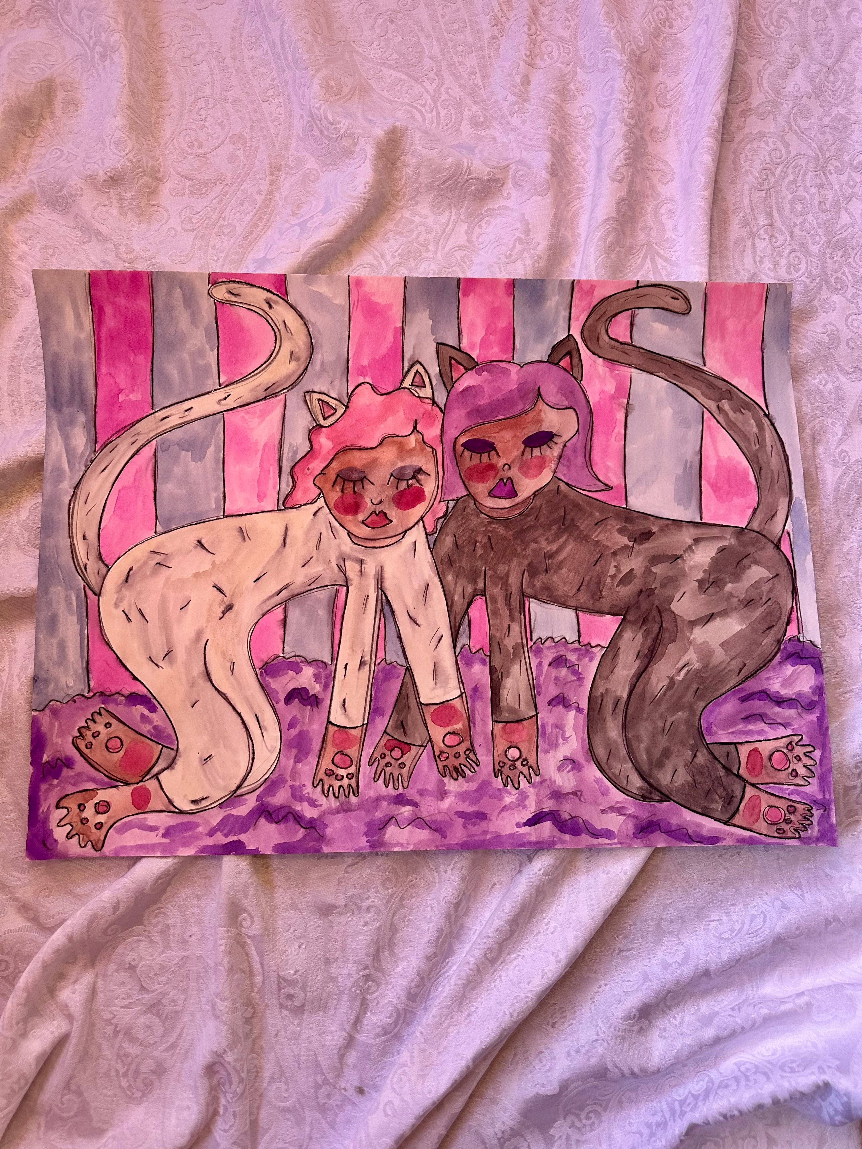Kitties Original Watercolor