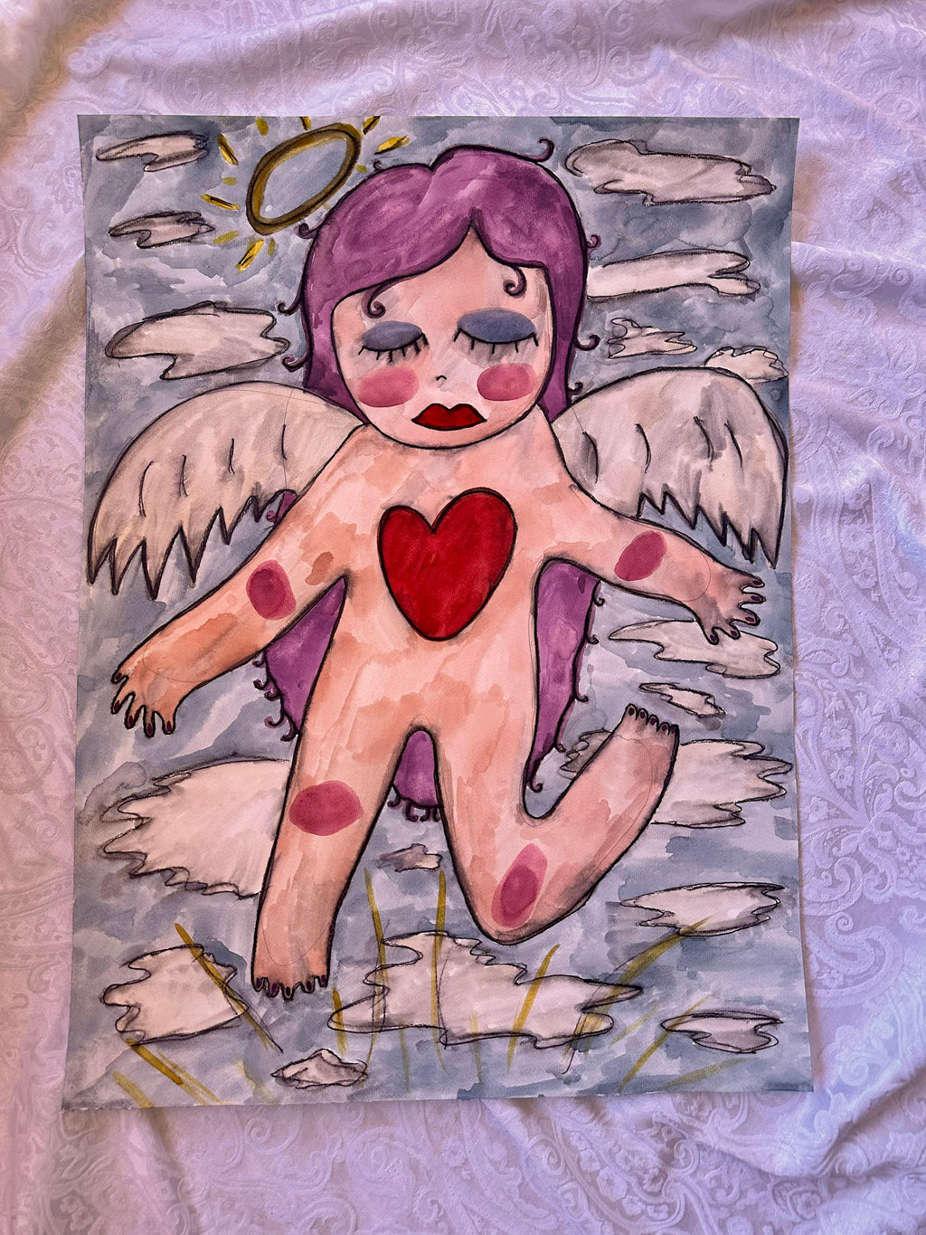 Purple Angel Original Watercolor