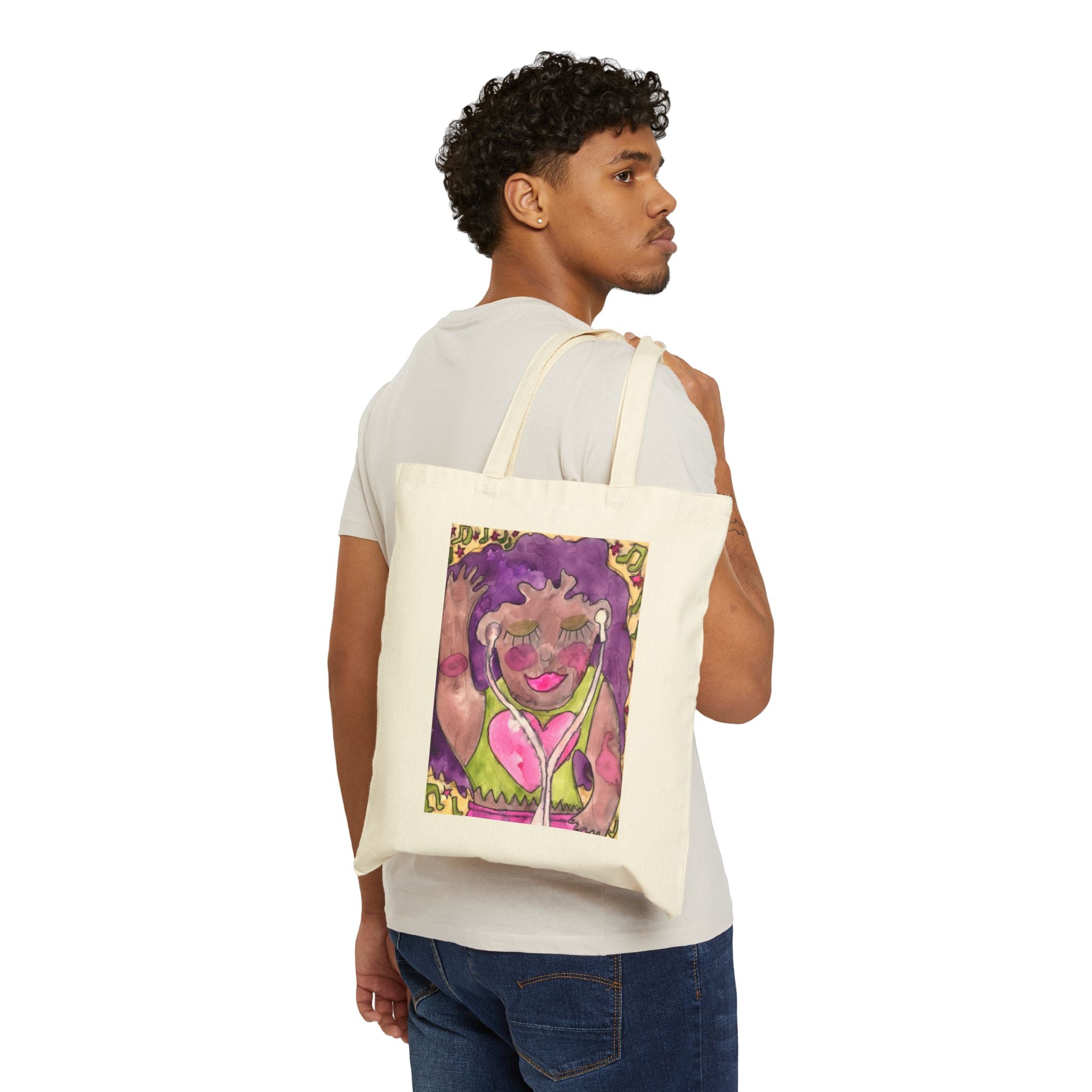 Headphones On Tote Bag