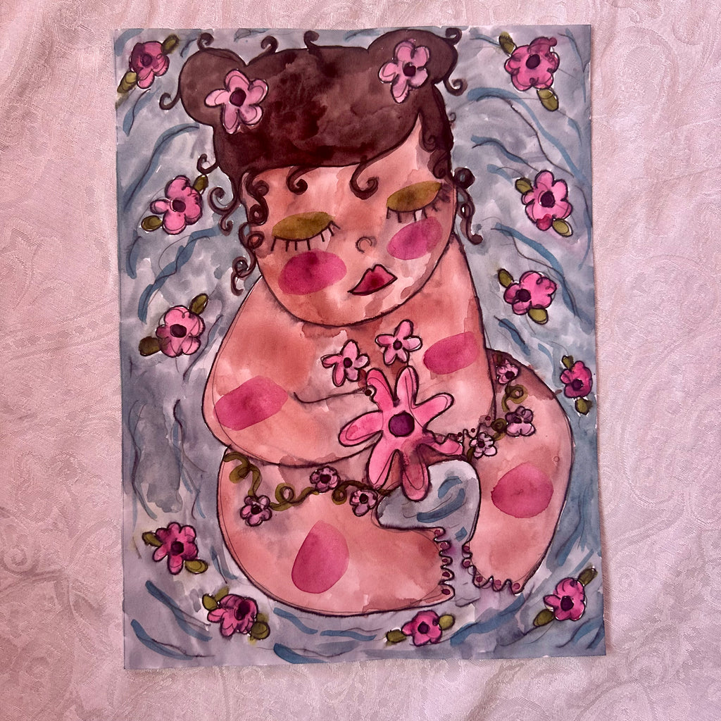 Flower Pond Original Watercolor