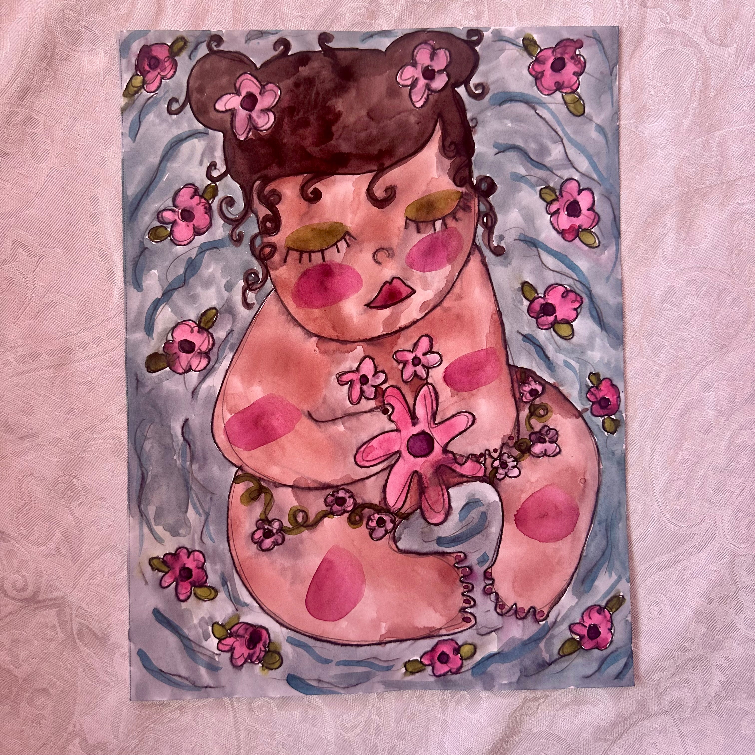 Flower Pond Original Watercolor