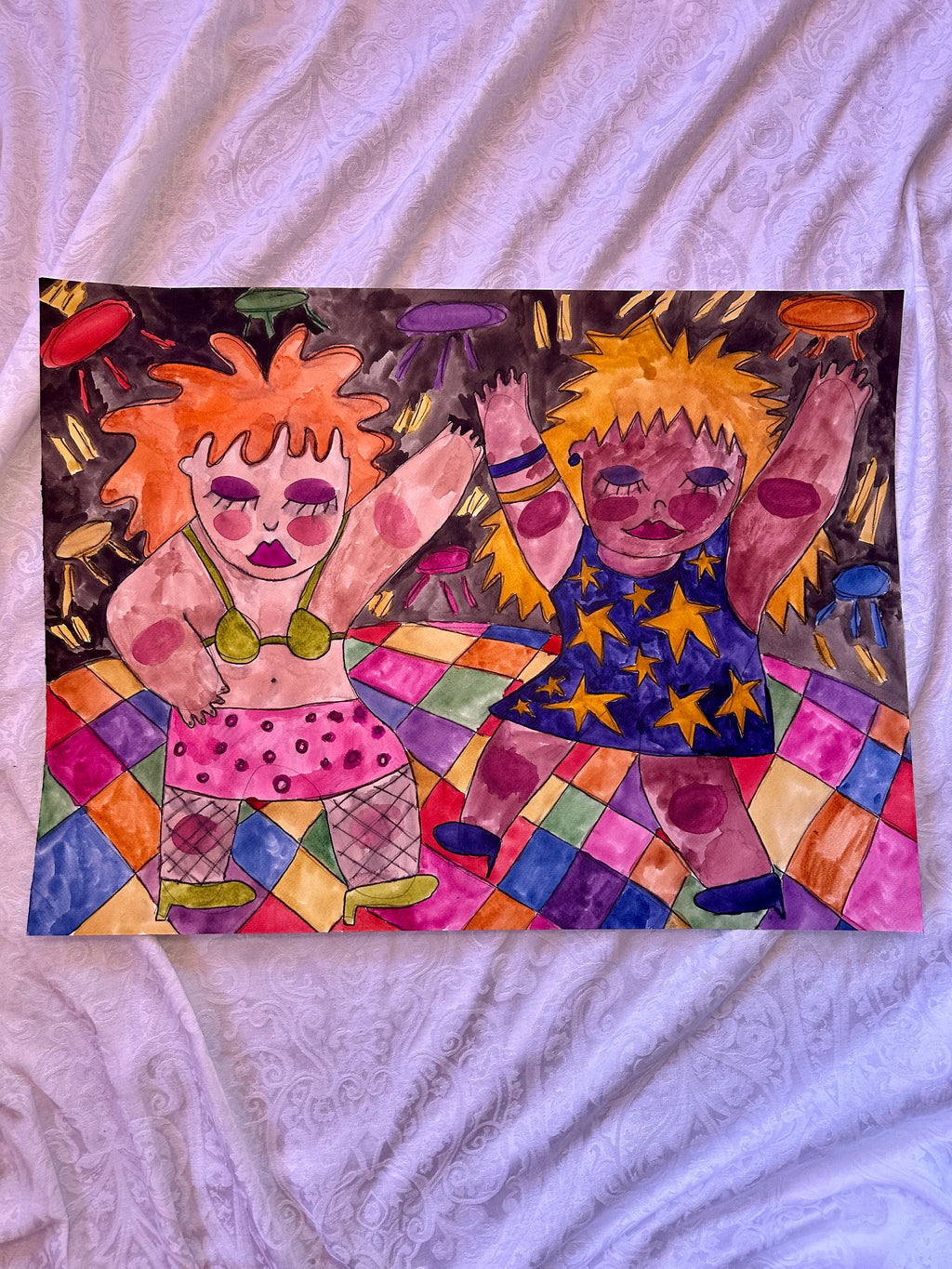 Dancing Besties Original Watercolor