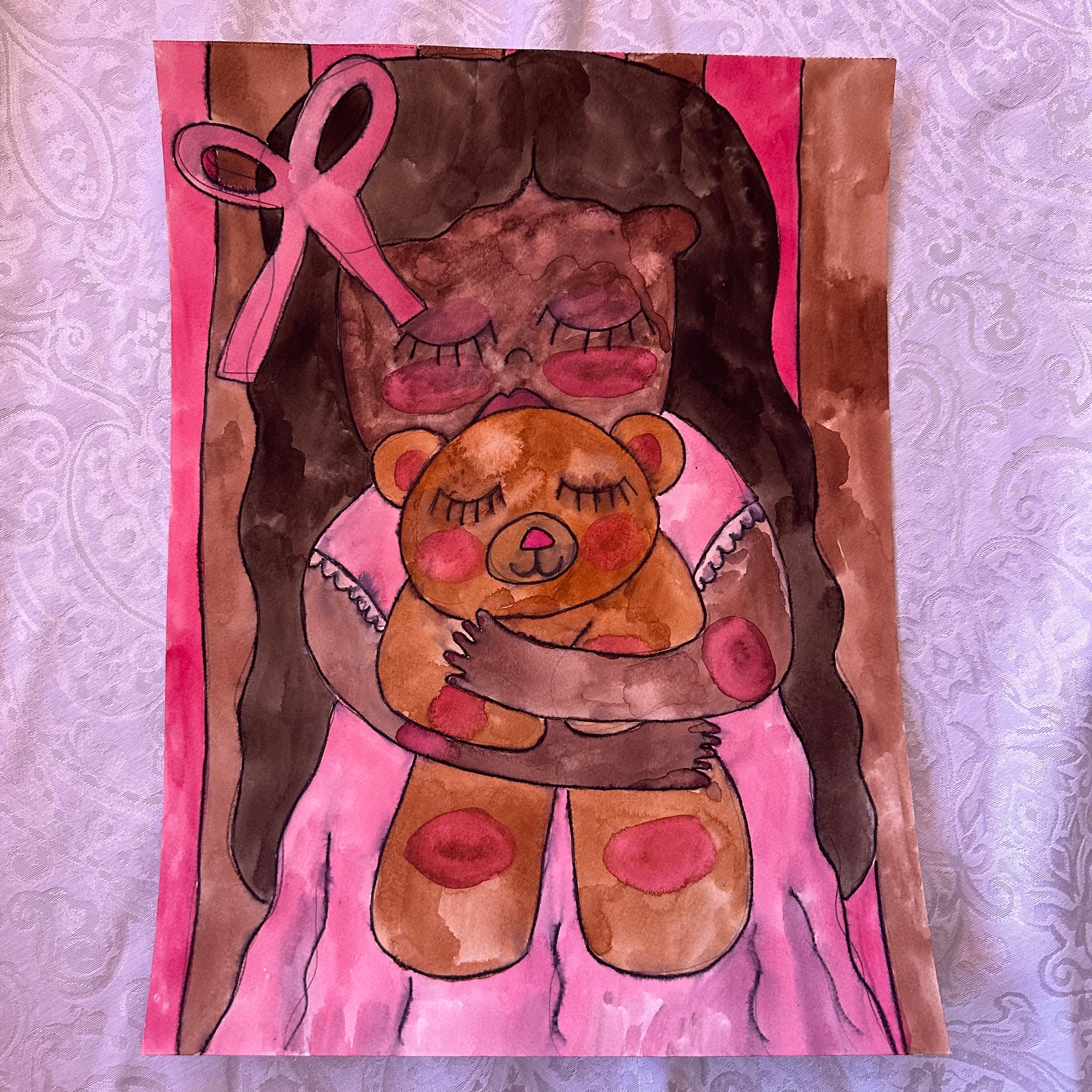 Teddy Bear Hug Watercolor Original
