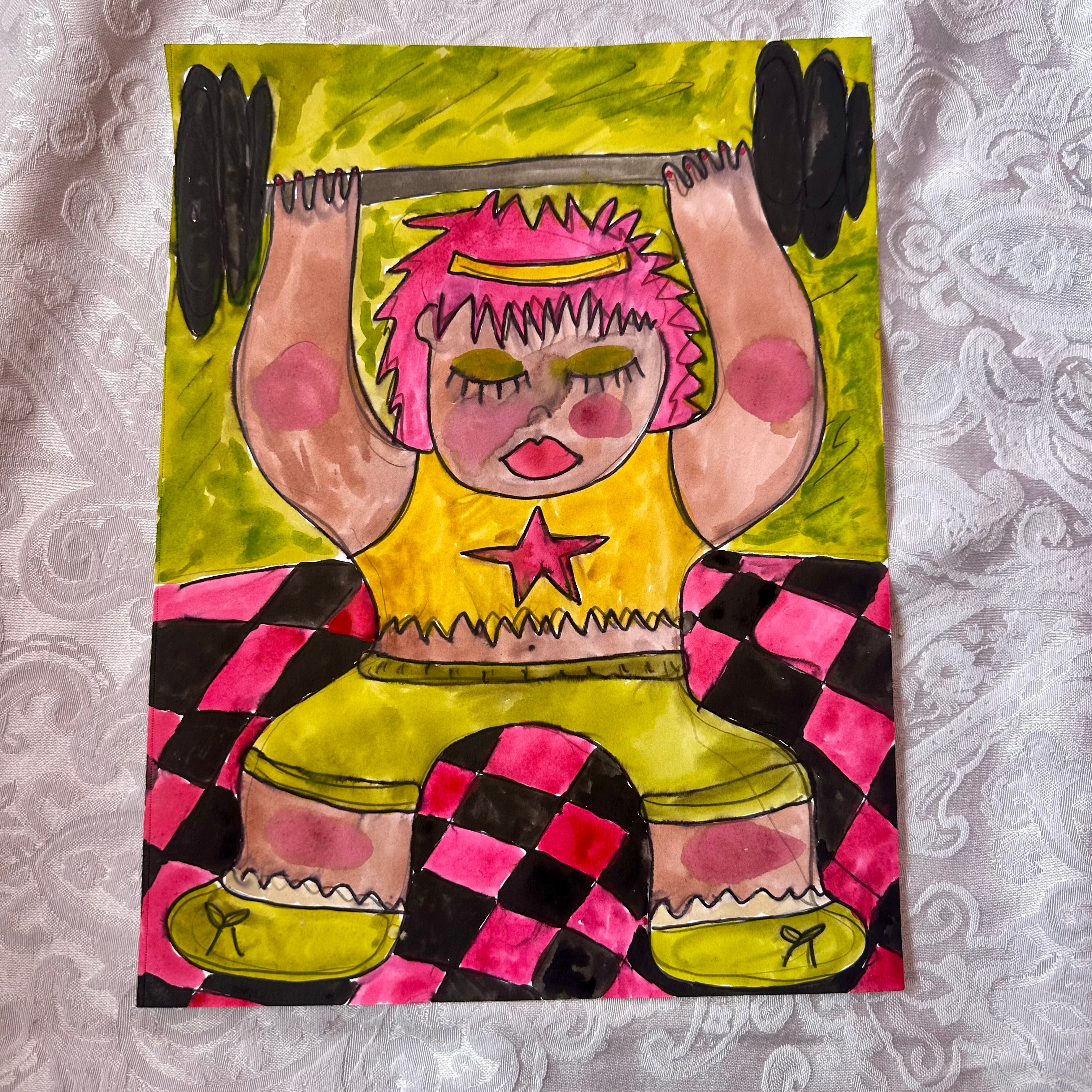 Weightlifter Original Watercolor