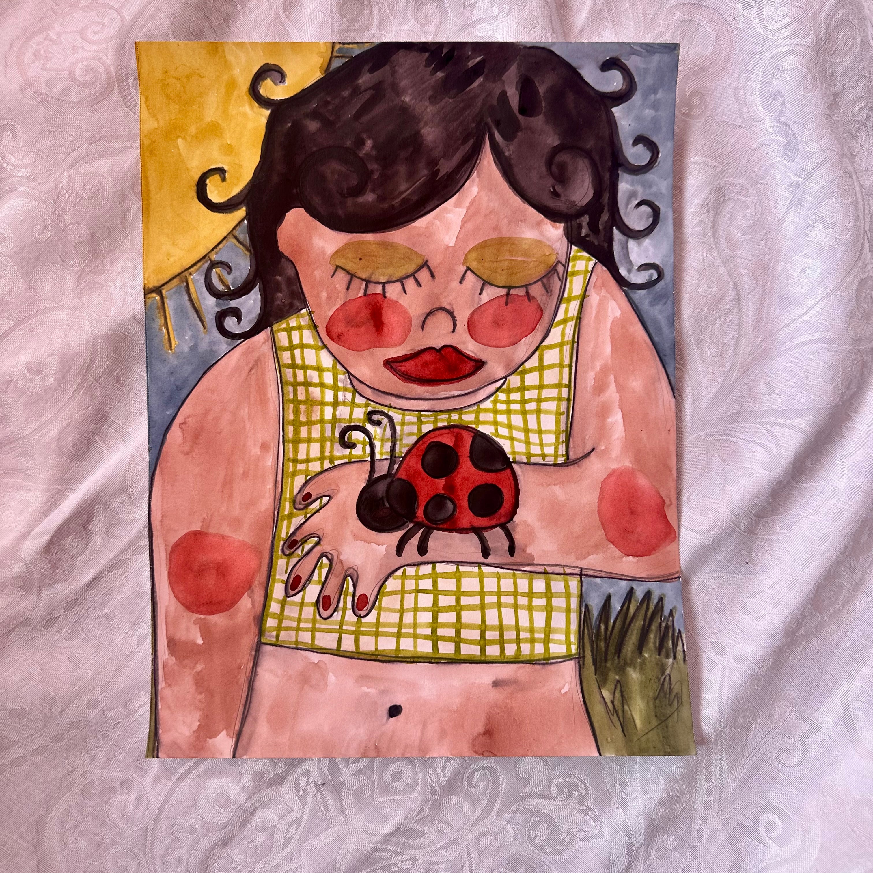 Ladybug Original Watercolor