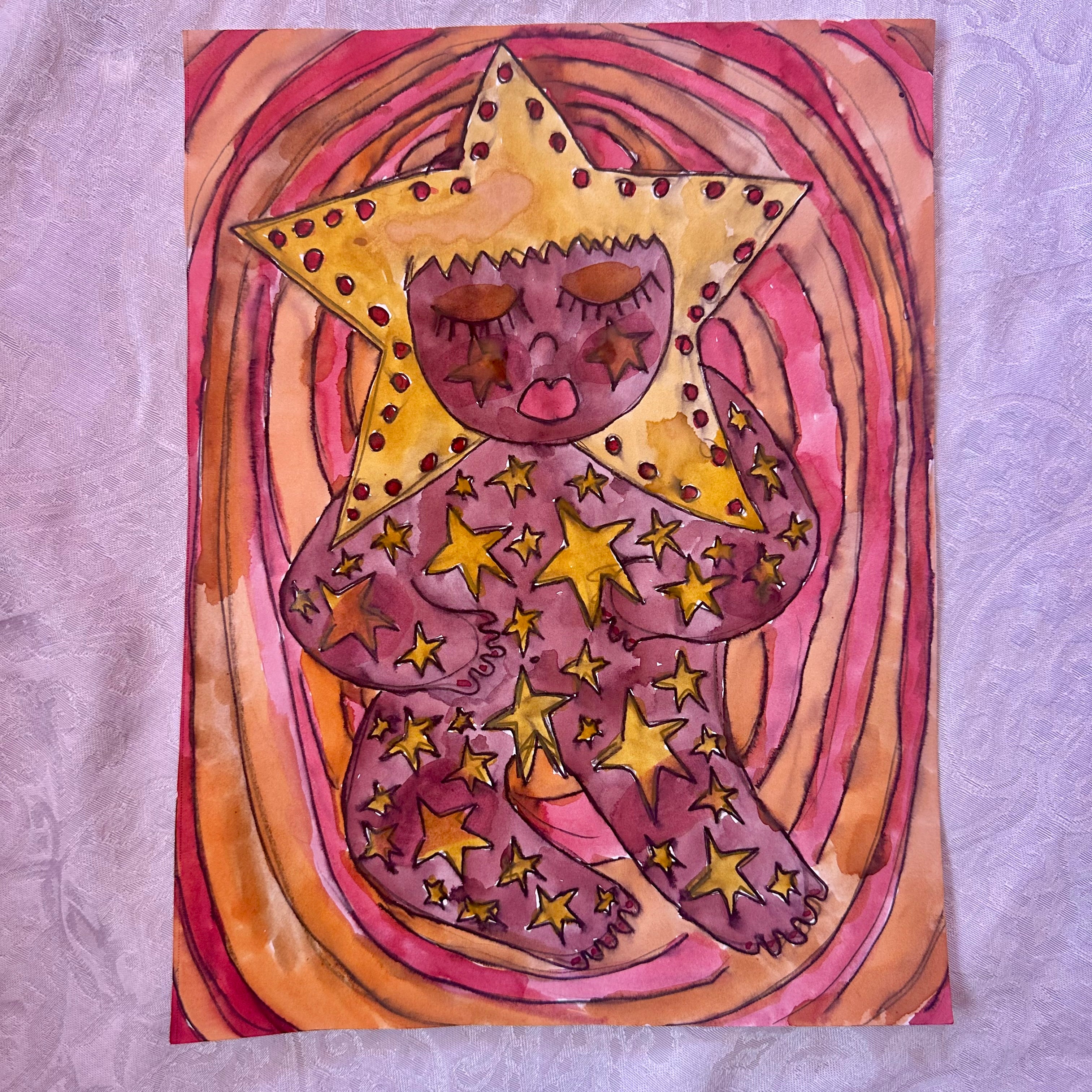 Star Girl Original Watercolor