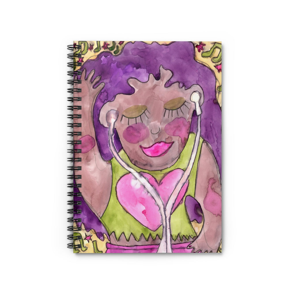 Headphones On Spiral Notebook