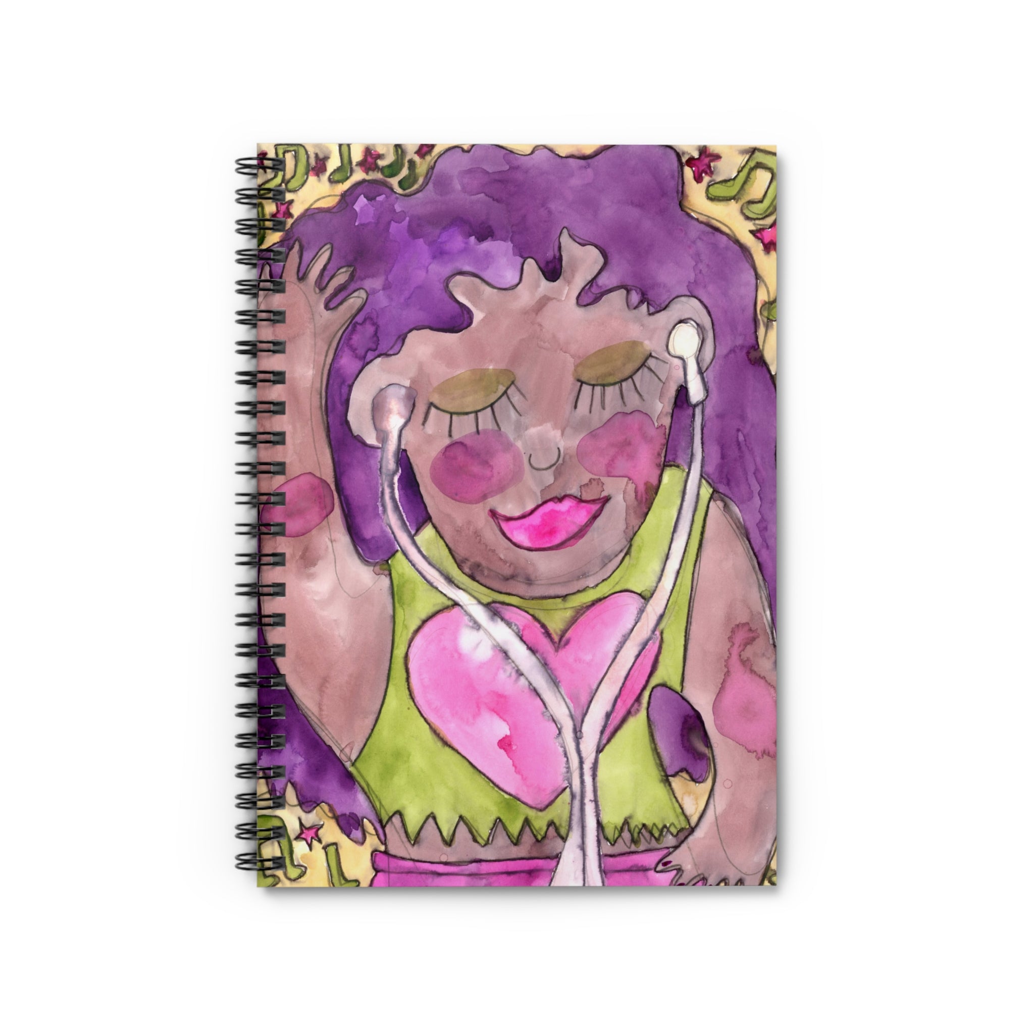 Headphones On Spiral Notebook