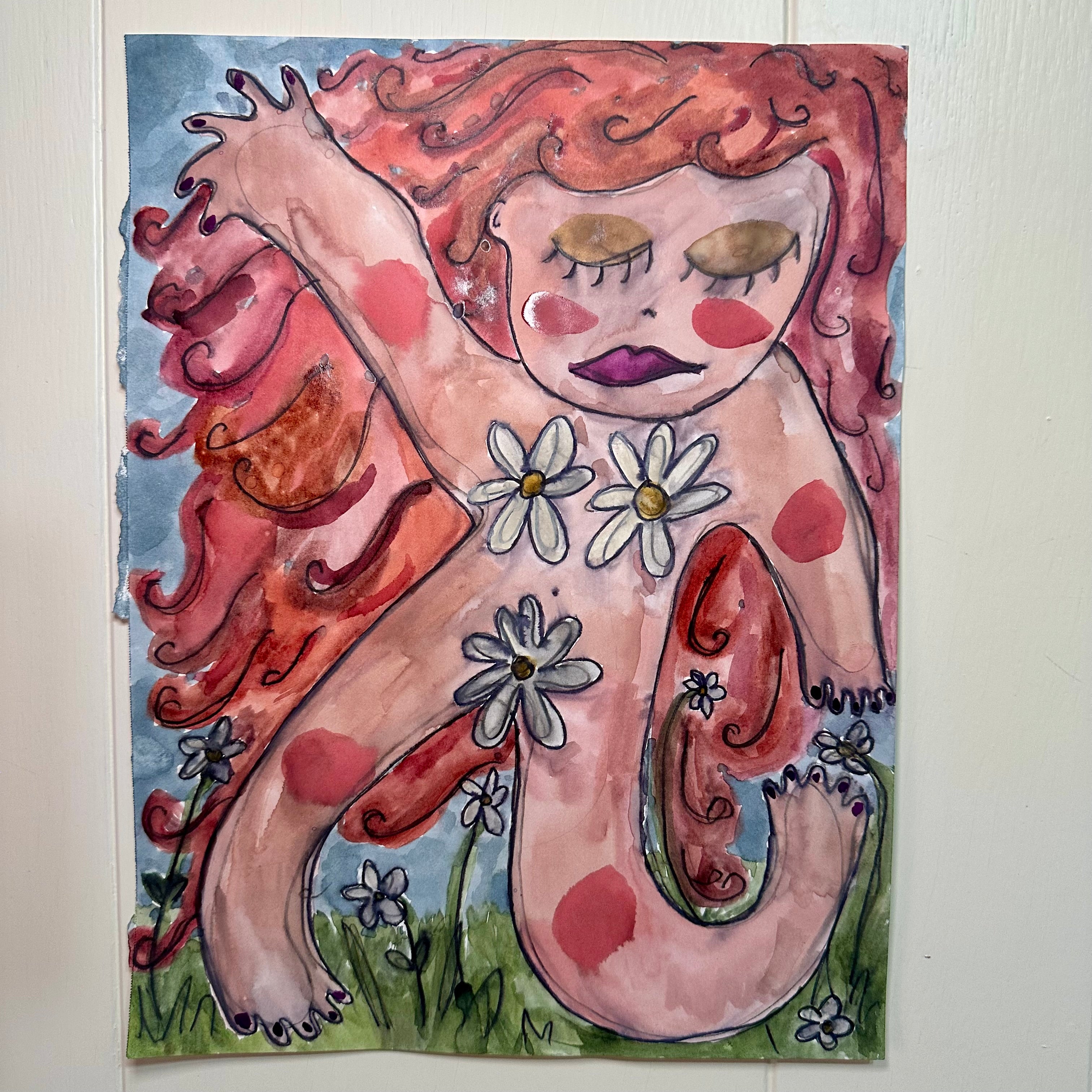 Flower Child Original Watercolor