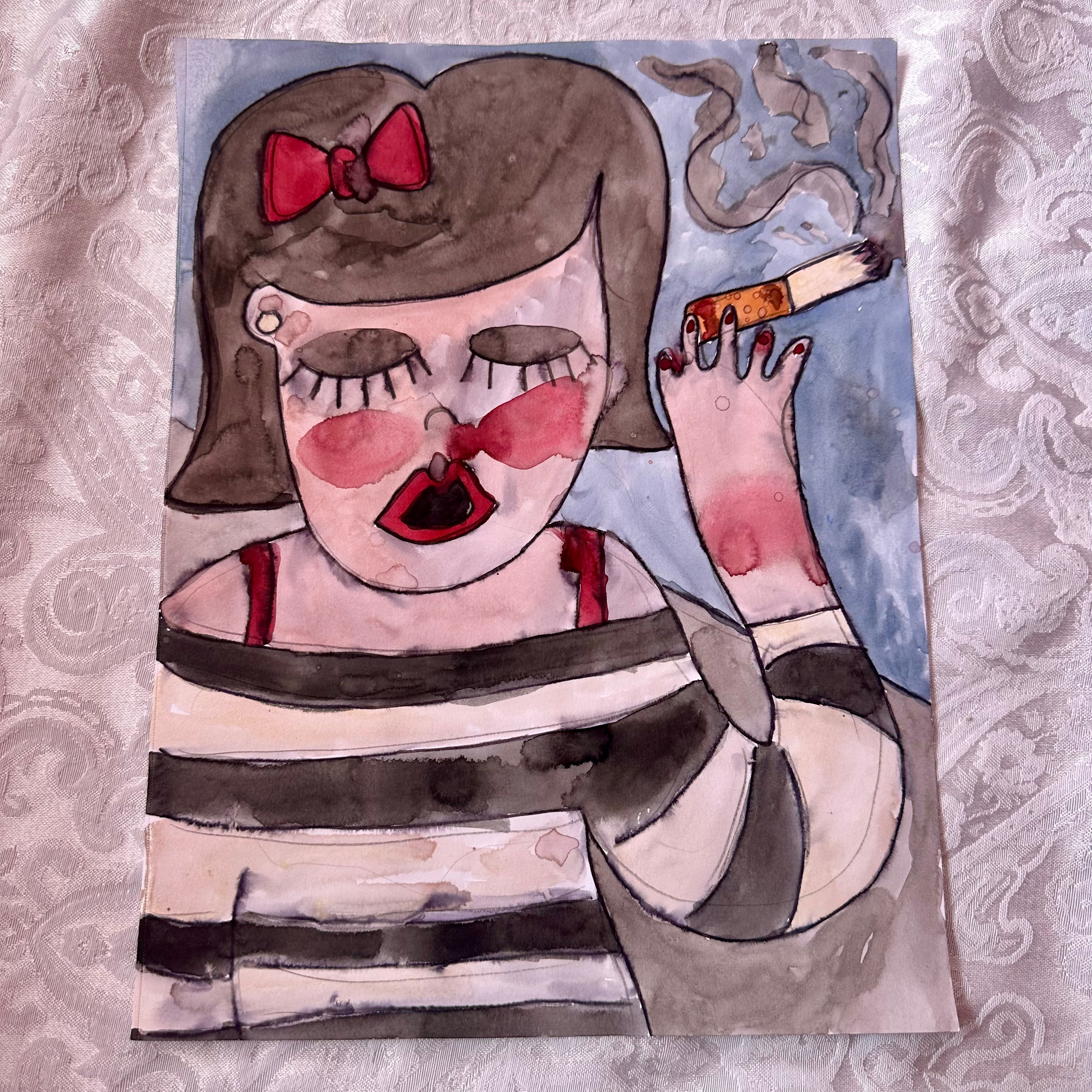 Smoking Original Watercolor