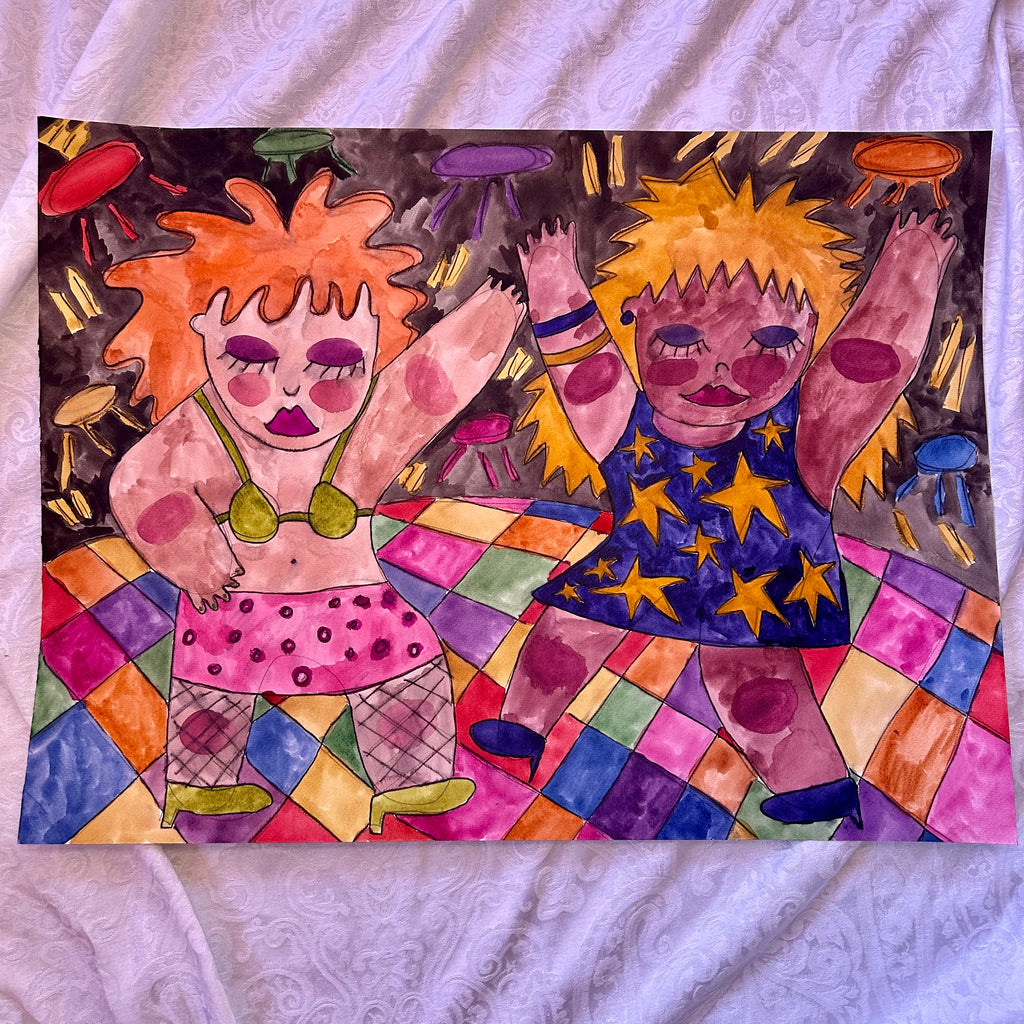Dancing Besties Original Watercolor