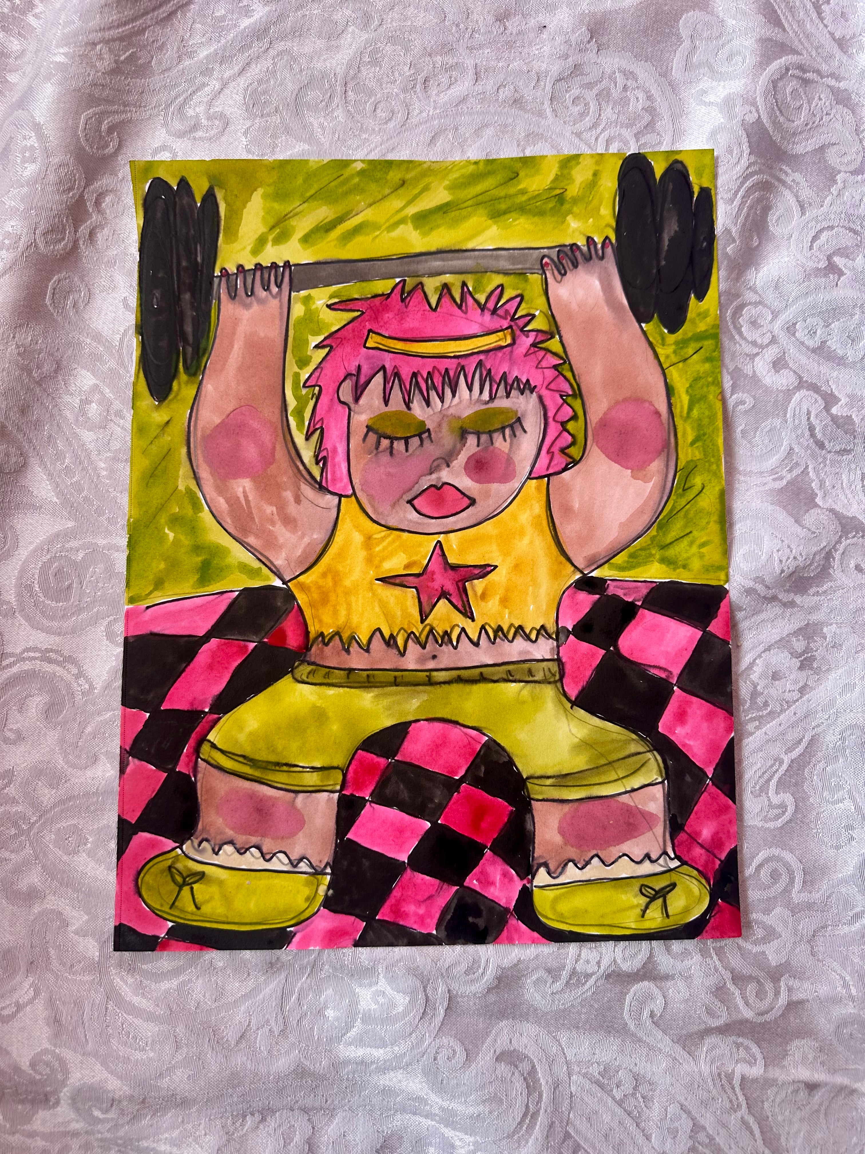 Weightlifter Original Watercolor