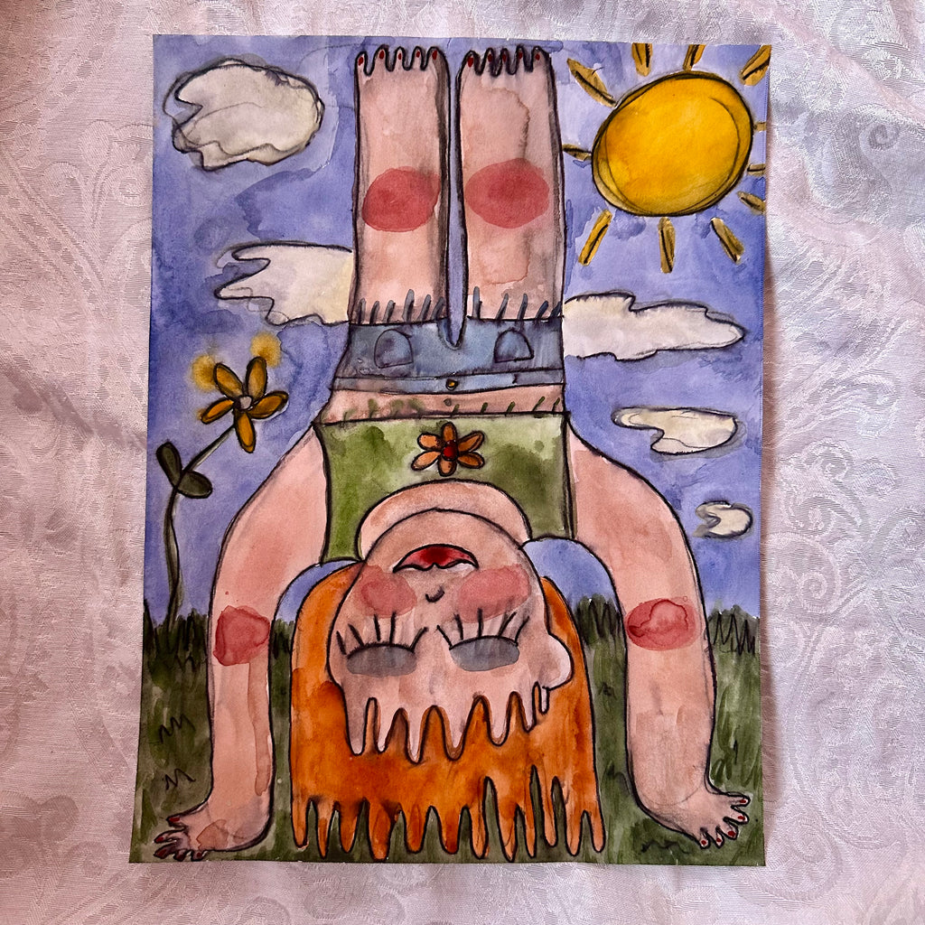 Handstand Original Watercolor