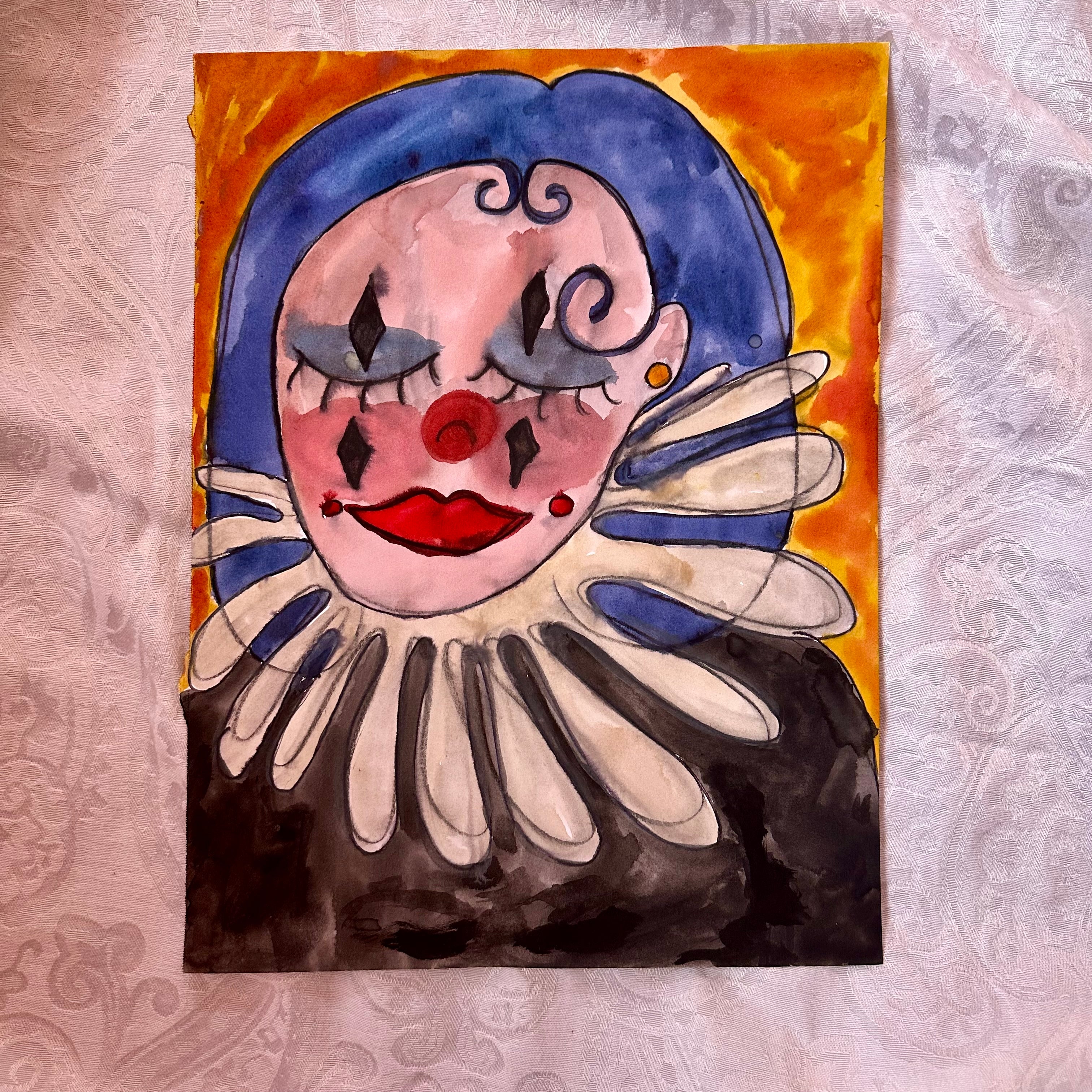 Clown Original Watercolor