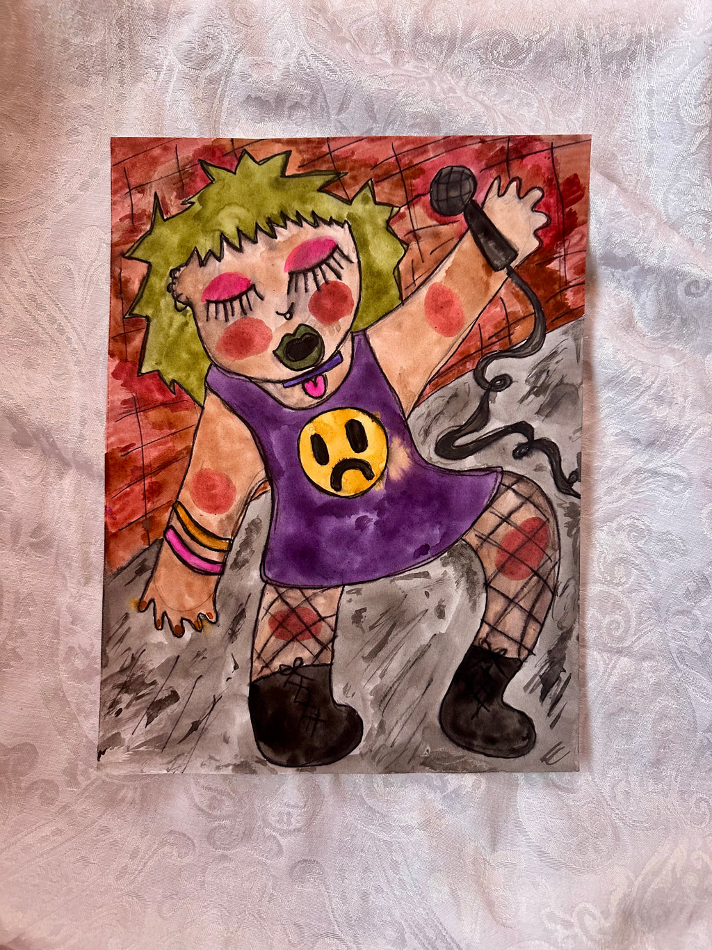 Punk Girl Original Watercolor Painting