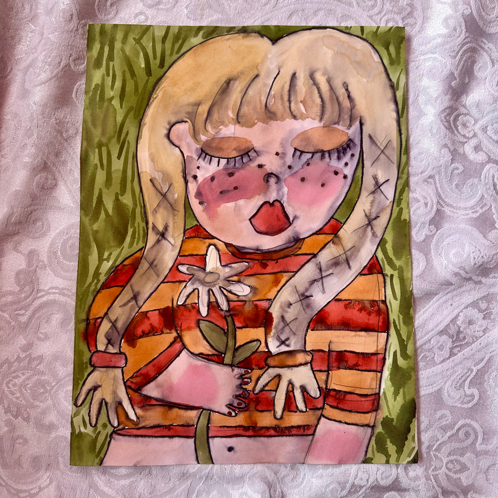 Blonde Daisy Original Watercolor