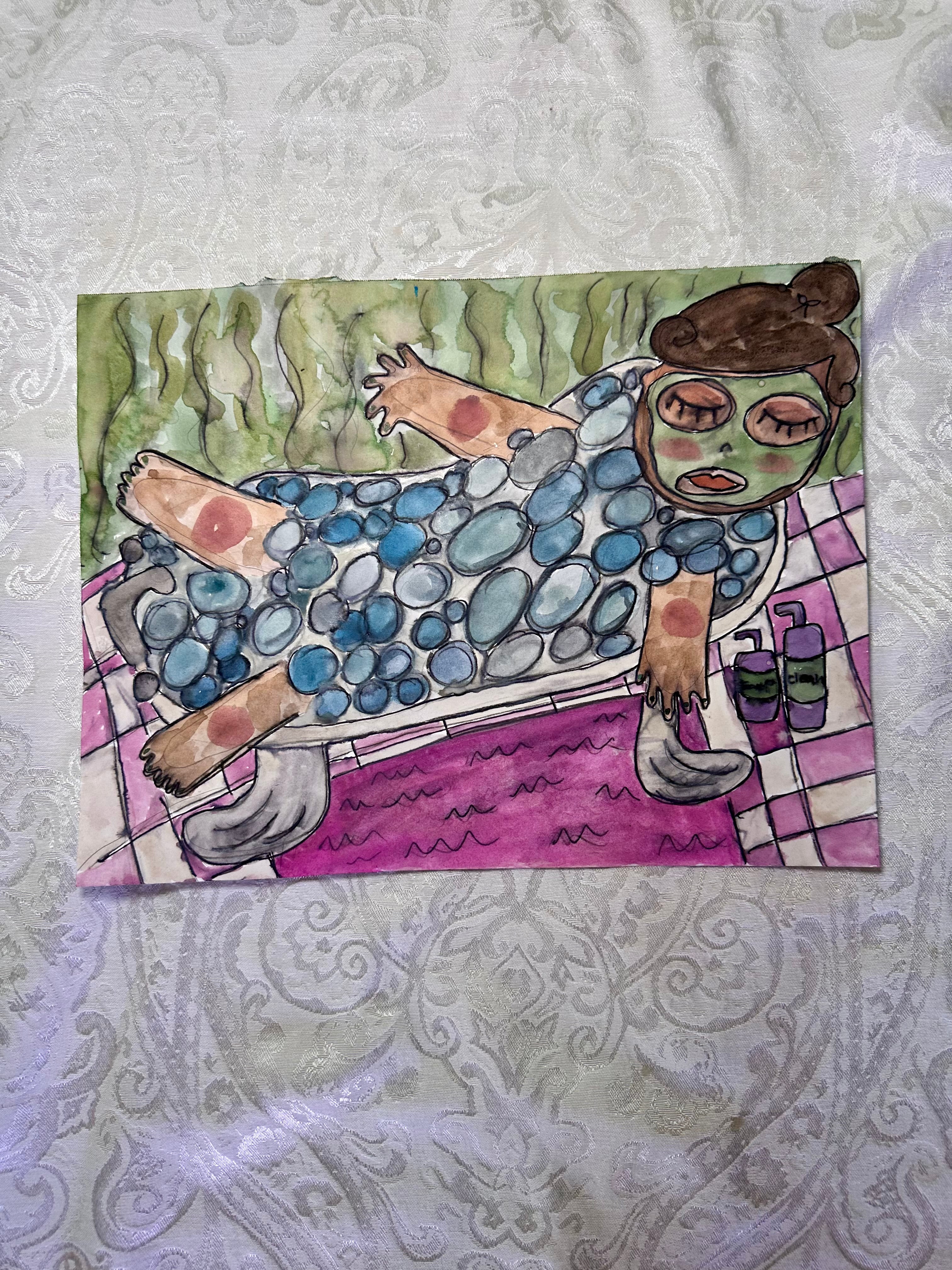 Bubble Bath Original Watercolor