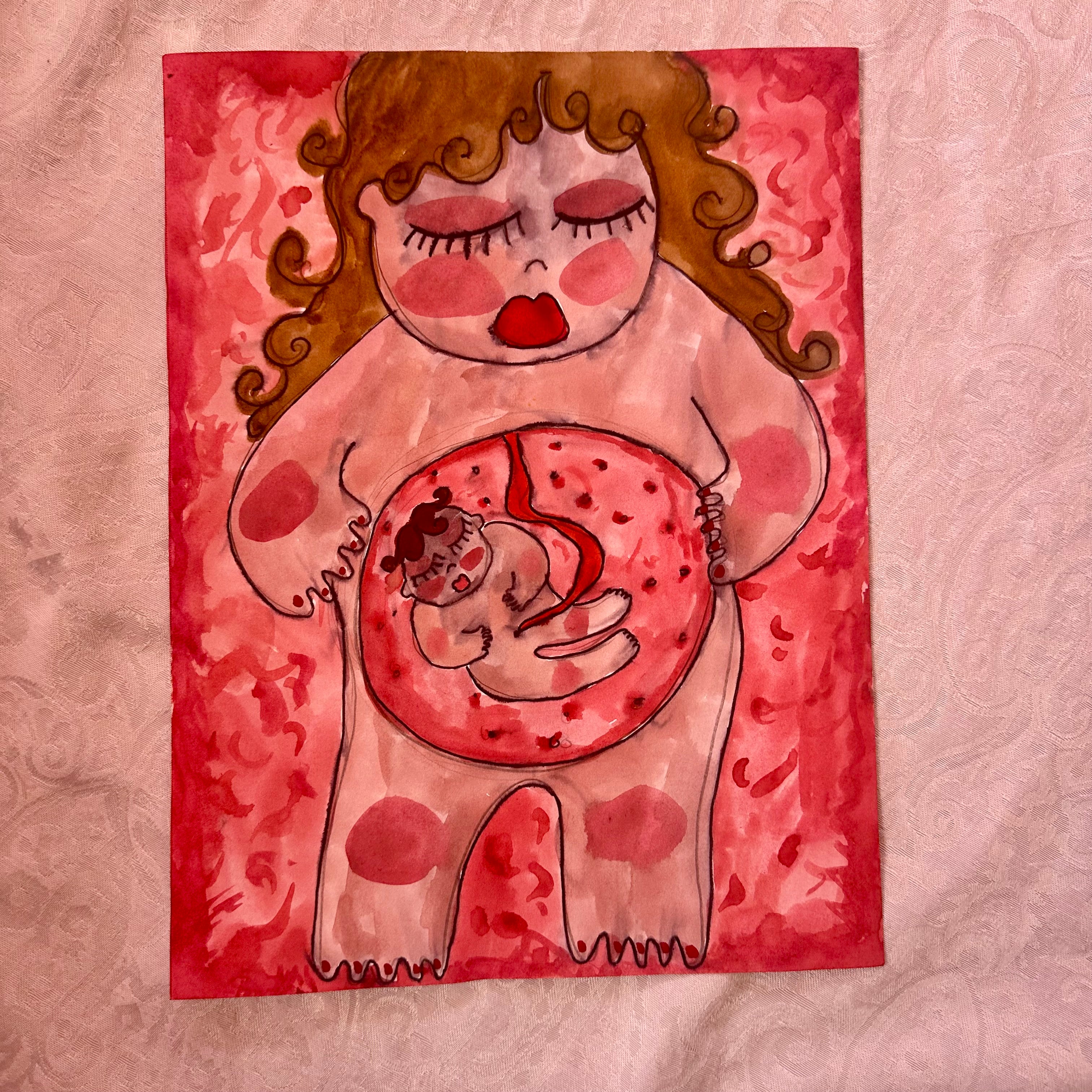 Pregnant Original Watercolor