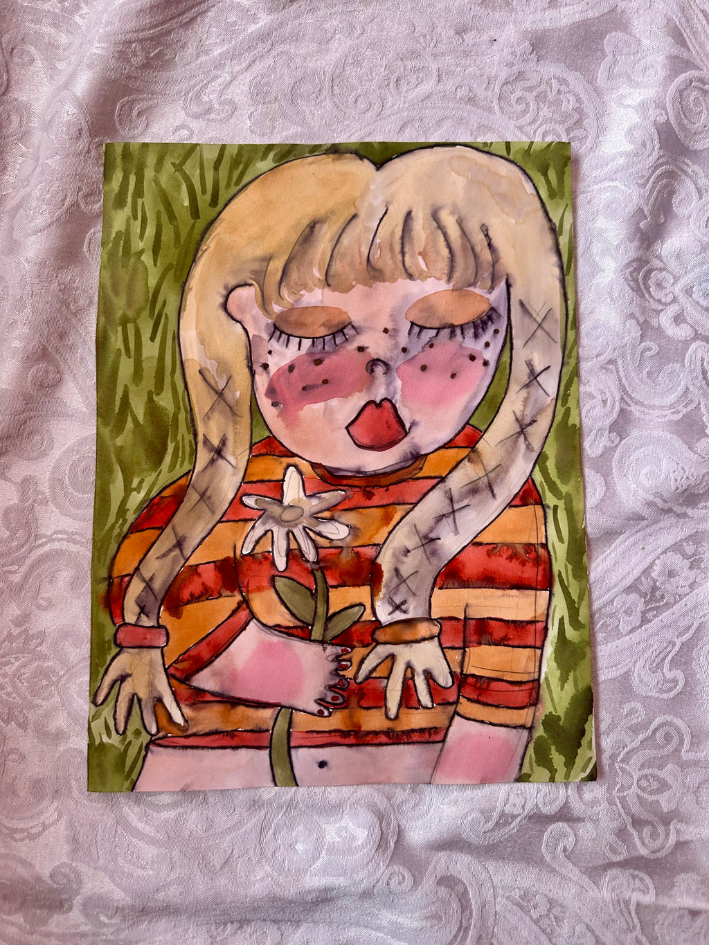 Blonde Daisy Original Watercolor
