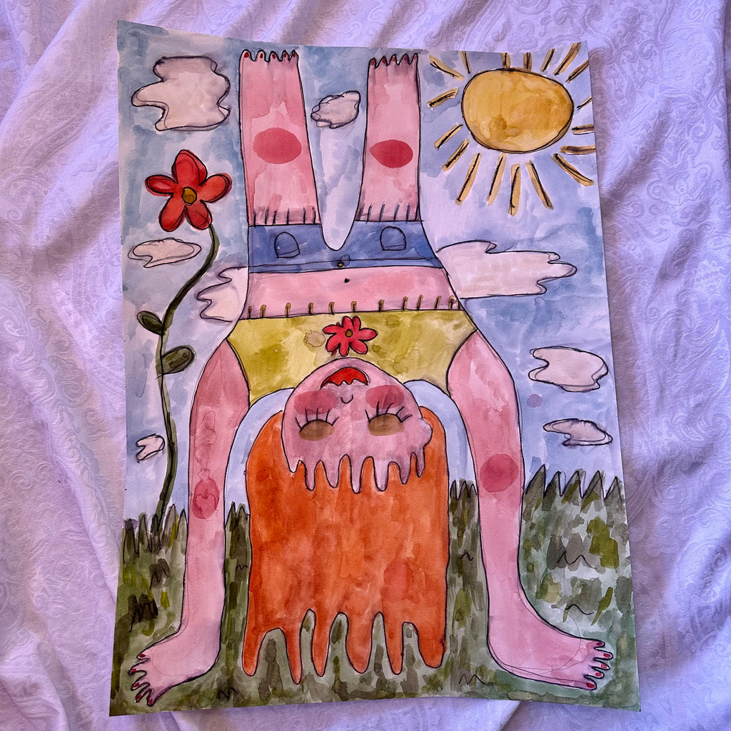 Handstand Girl Original Watercolor