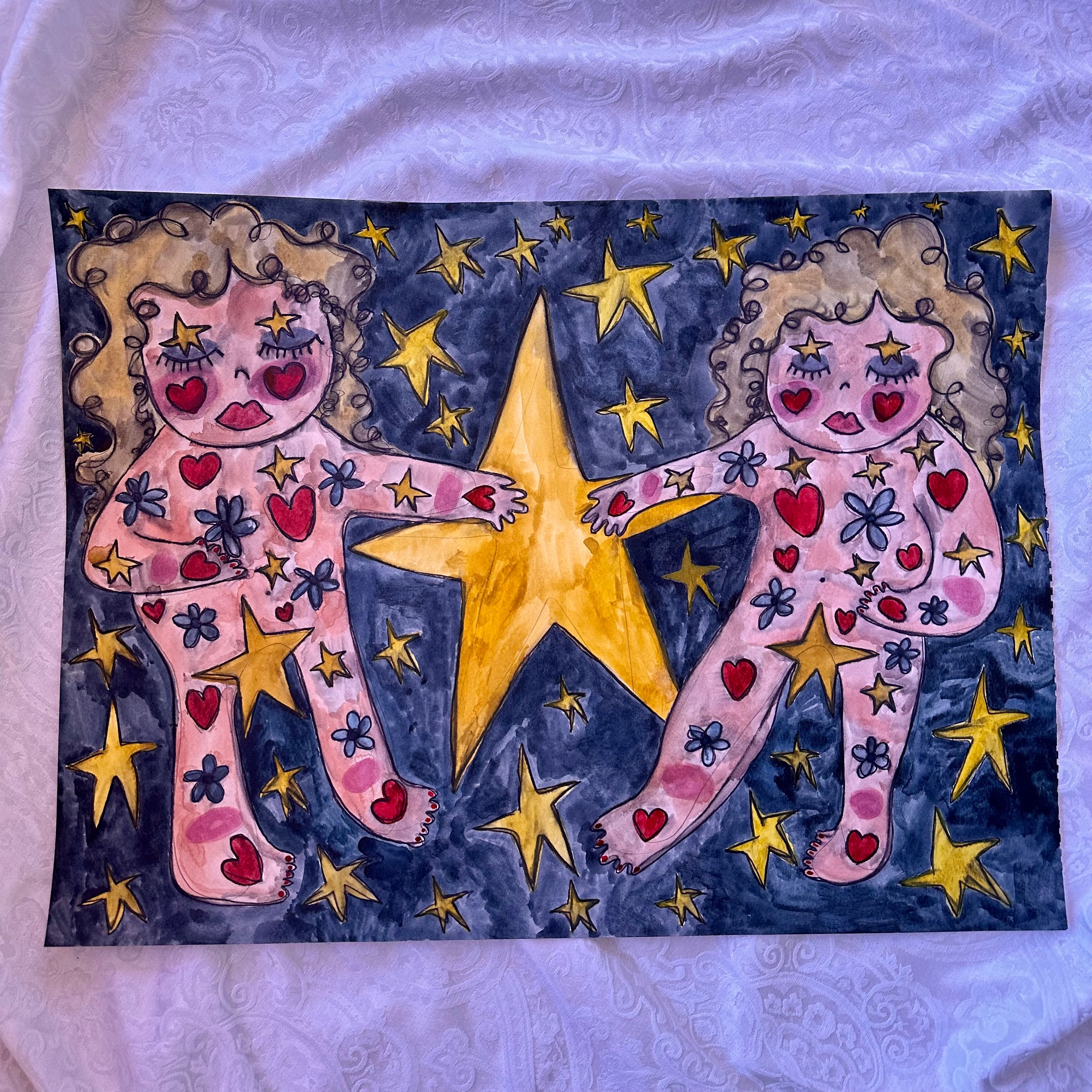 The Twins Original Watercolor