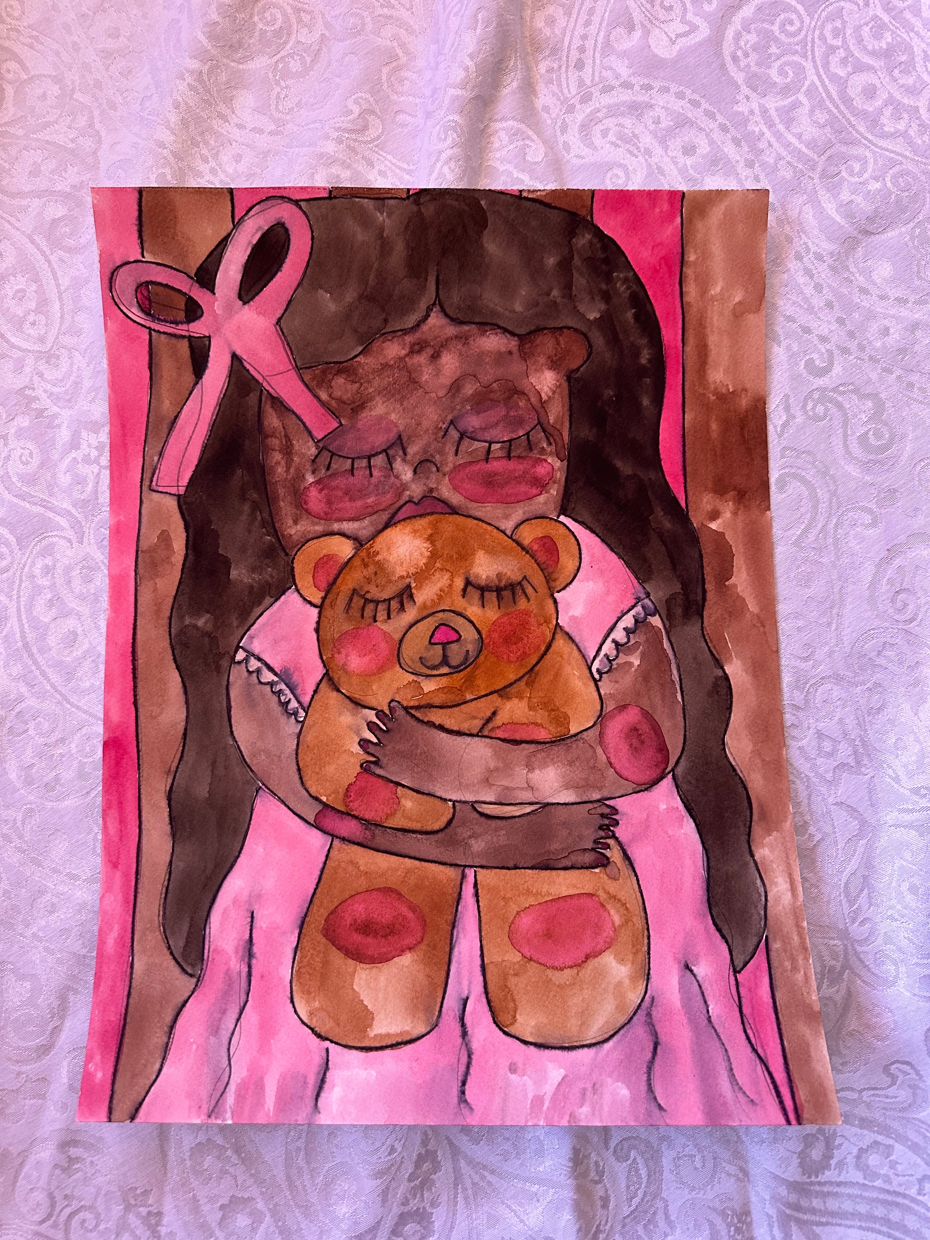 Teddy Bear Hug Watercolor Original