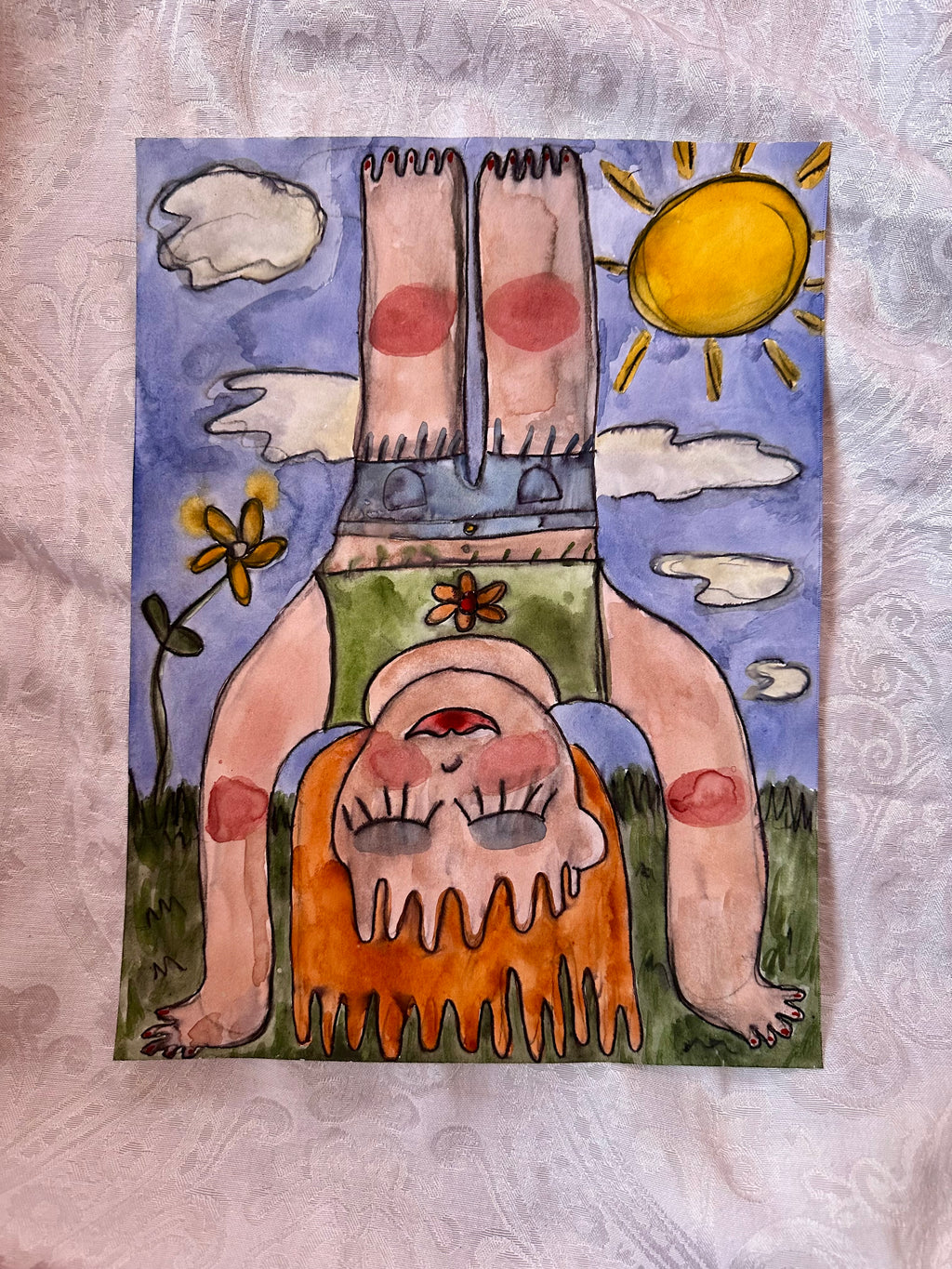 Handstand Original Watercolor